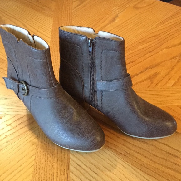 Brown Faux Leather Booties - Picture 2 of 8